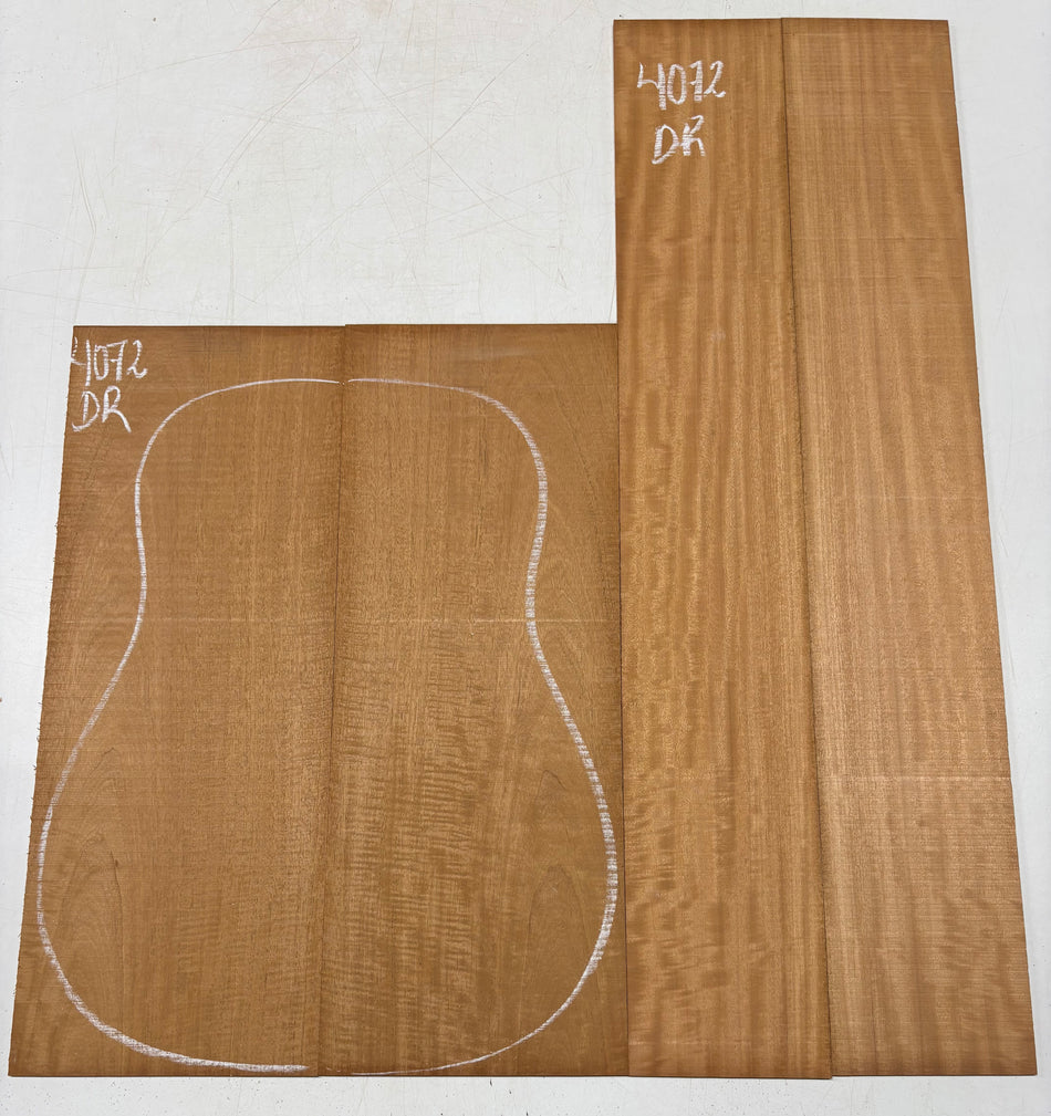 Flame Genuine Mahogany Dreadnought Guitar Back & Side Set #4072