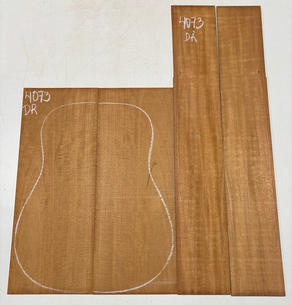 Flame Genuine Mahogany Dreadnought Guitar Back & Side Set #4073