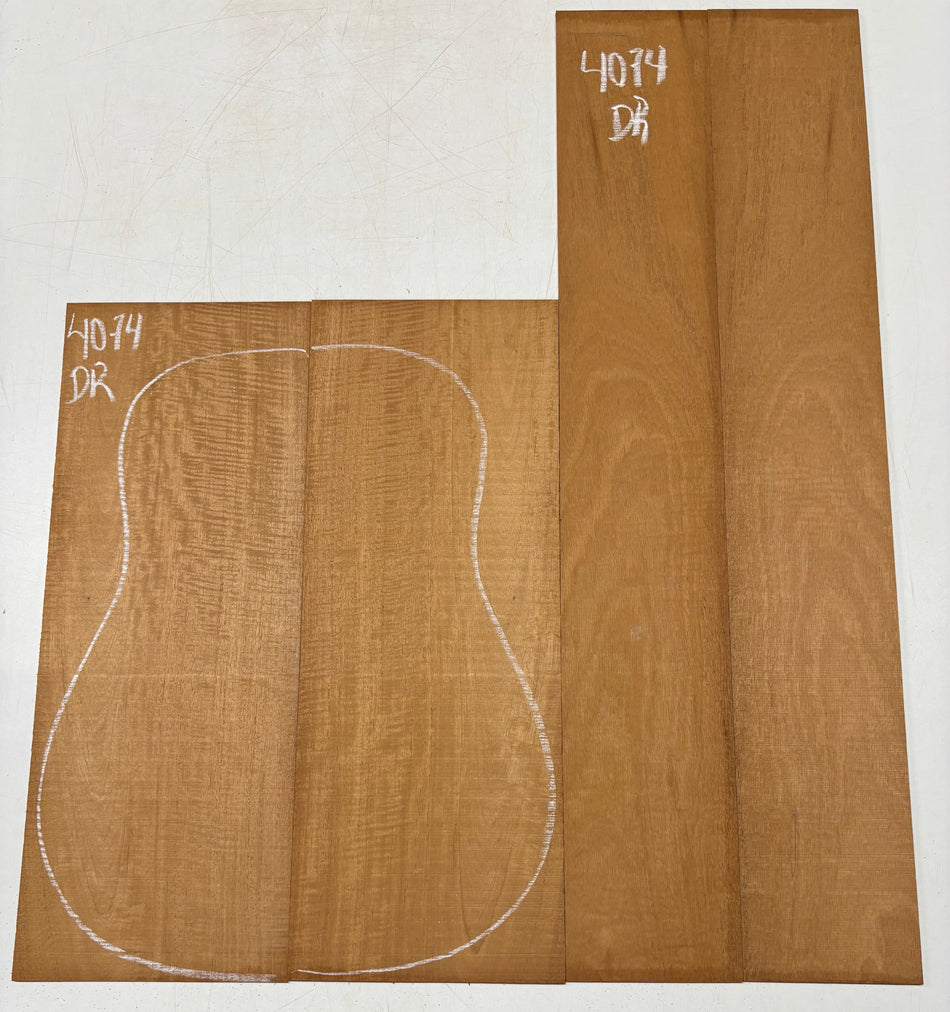 Flame Genuine Mahogany Dreadnought Guitar Back & Side Set #4074