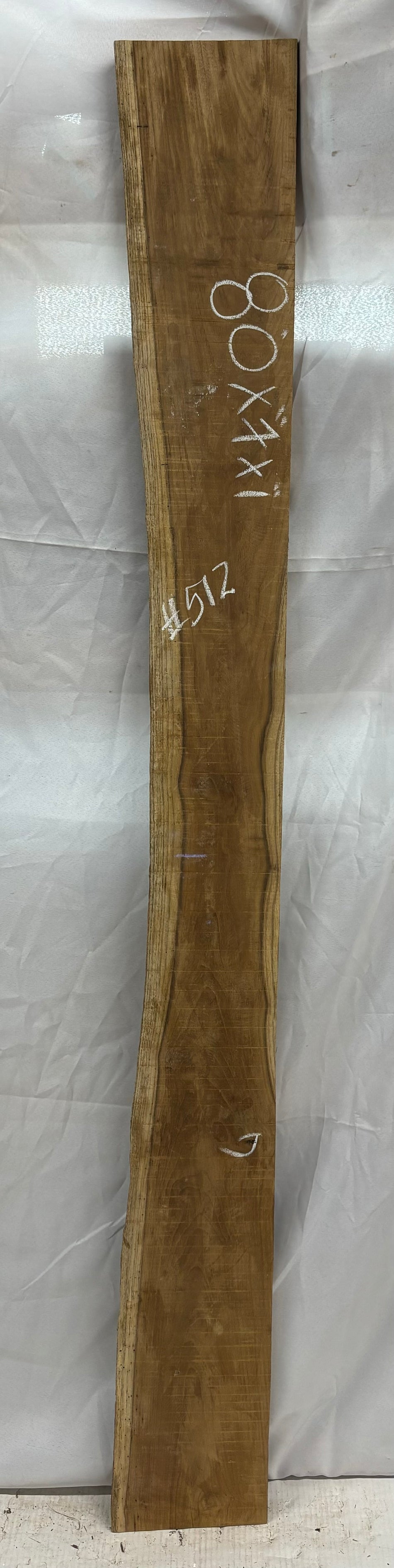 Teak Lumber Live Edge Slab - 80"x 7"x 1" #512