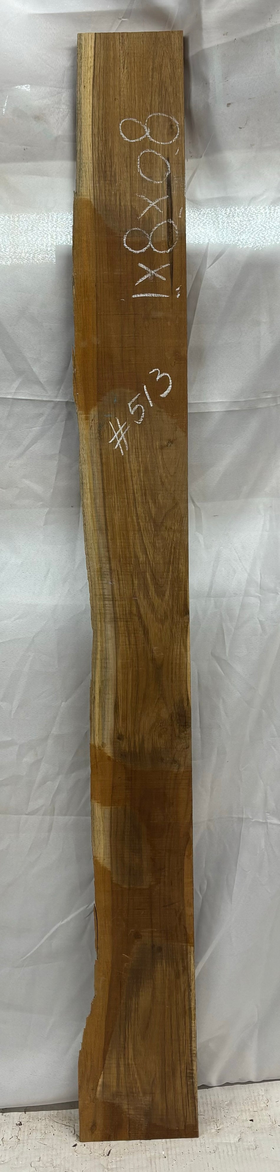 Teak Lumber Live Edge Slab - 80"x 8"x 1" #513