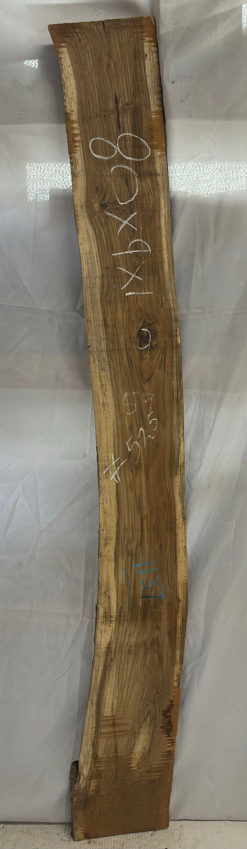 Teak Lumber Live Edge Slab - 80"x 9"x 1" #525