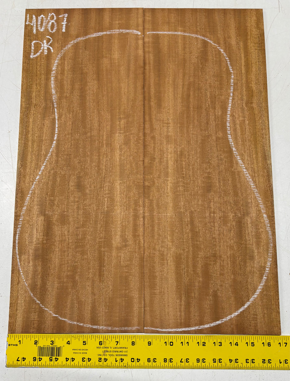 Flame Genuine Mahogany Dreadnought Guitar Back Set #4087