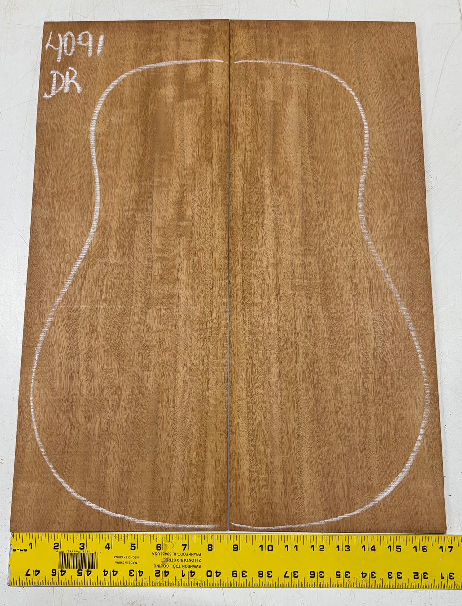 Flame Genuine Mahogany Dreadnought Guitar Back Set #4091