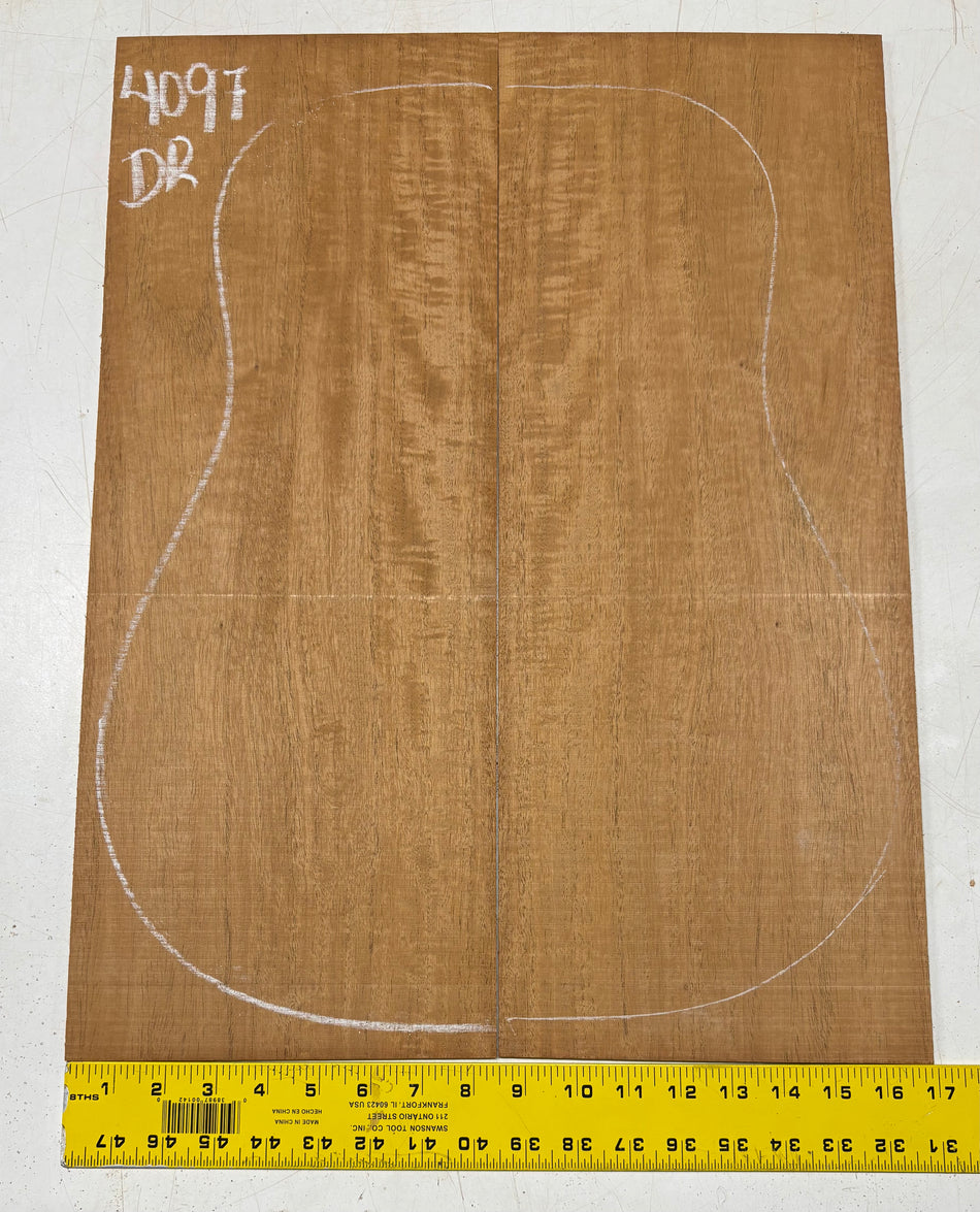 Flame Genuine Mahogany Dreadnought Guitar Back Set #4097