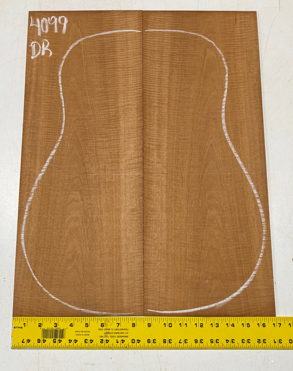 Flame Genuine Mahogany Dreadnought Guitar Back Set #4099