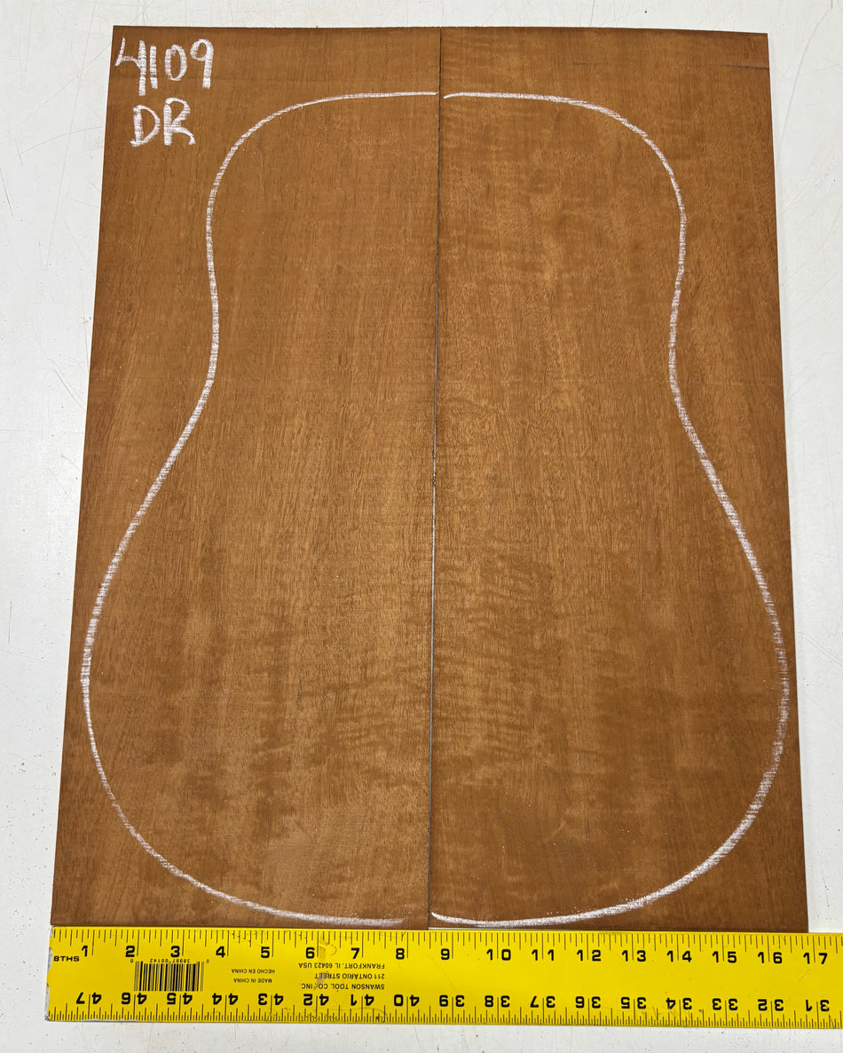 Flame Genuine Mahogany Dreadnought Guitar Back Set #4109