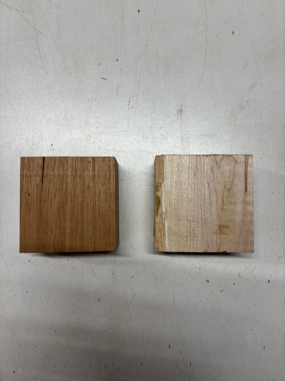 2 Pack, 2 Species Ambrosia Maple + Spanish Cedar Bowl Blanks 4"x4"x2"#5750
