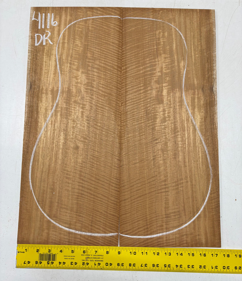 Flame Genuine Mahogany Dreadnought Guitar Back Set #4116