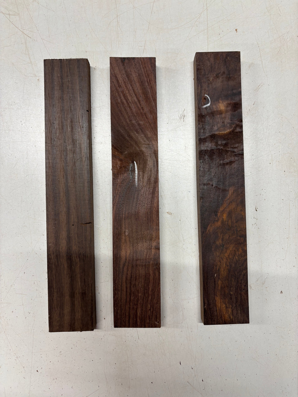 3 Pack, Indian Rosewood Thin Stock Lumber 12"x2"x3/4"#5759