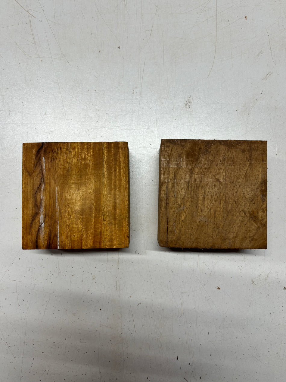 2 Pack, 2 Species Osage Orange + Teak Bowl Blanks 4"x4"x2" #5774