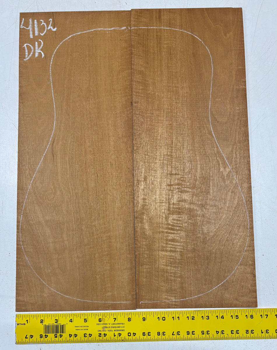 Flame Genuine Mahogany Dreadnought Guitar Back Set #4132
