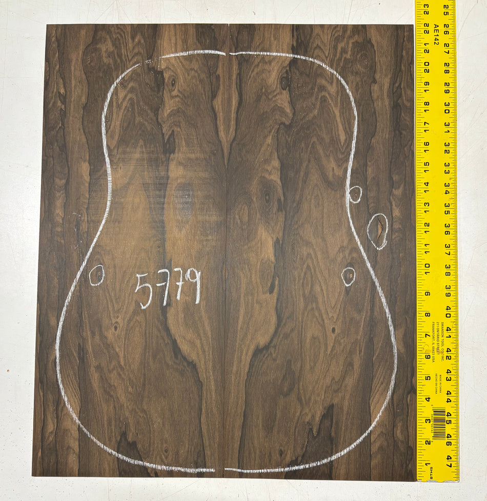 Ziricote Dreadnought Guitar Back Set 22"x9"x1/8"#5779