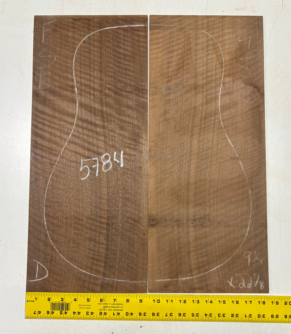Flame Black Walnut Dreadnought Guitar Back Set 22"x9-1/4"x3/16"#5784