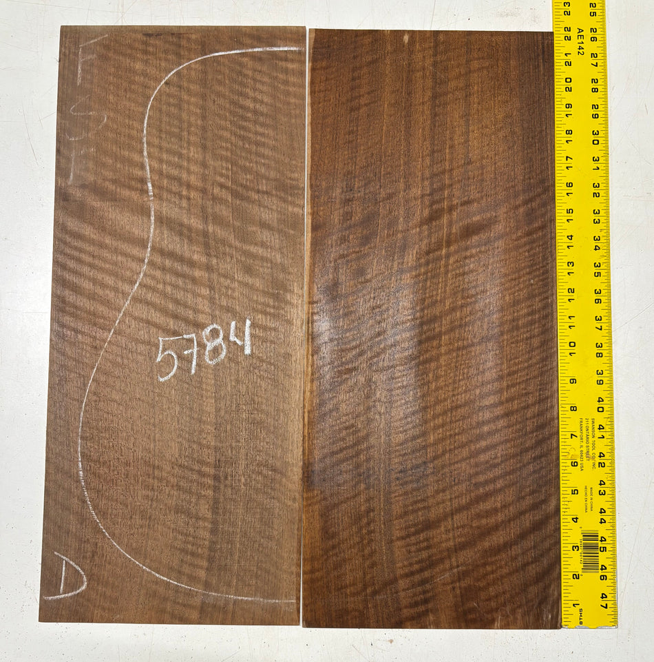 Flame Black Walnut Dreadnought Guitar Back Set 22"x9-1/4"x3/16"#5784