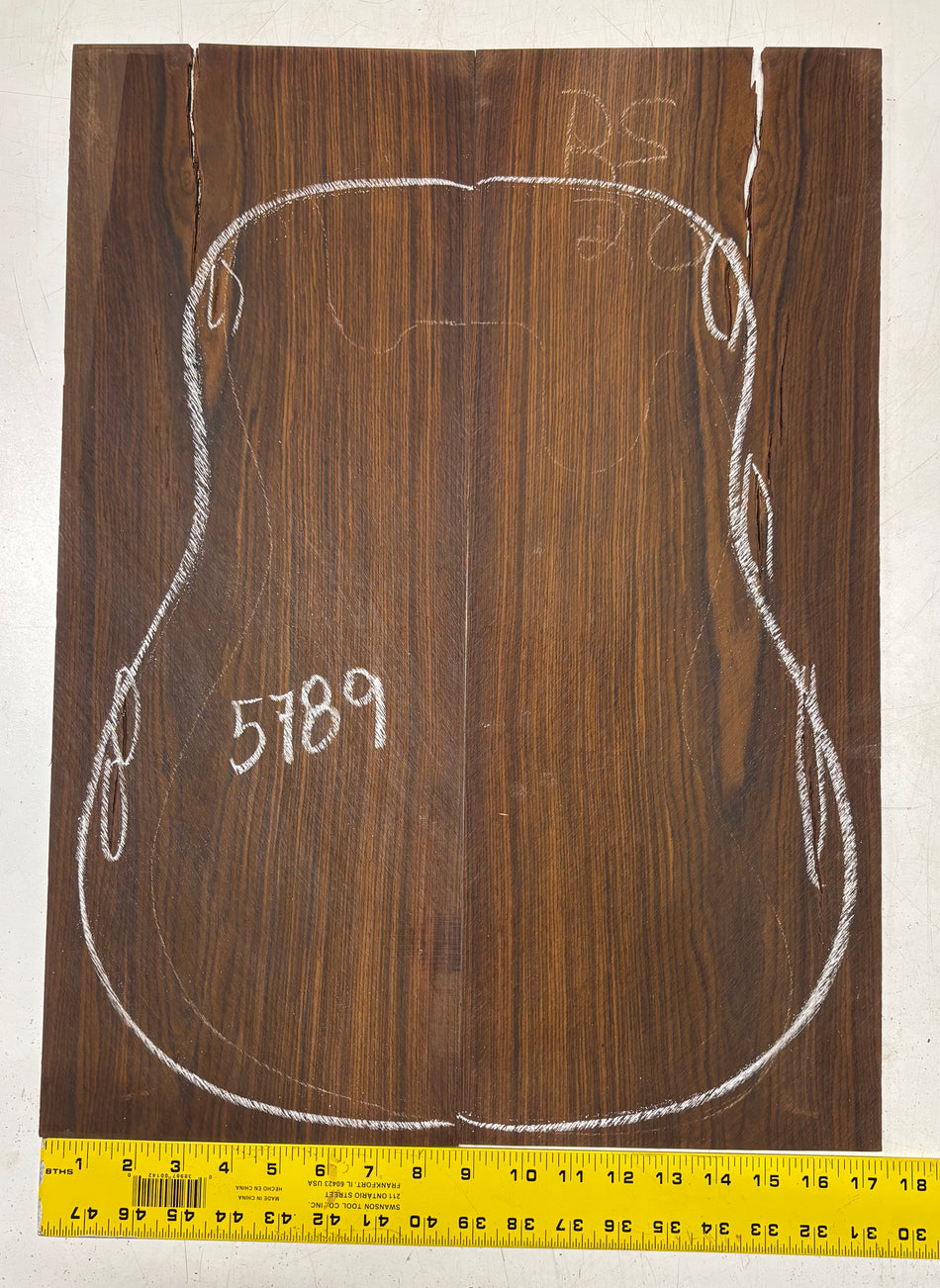 Cocobolo Dreadnought Guitar Back Set 23"x8-1/2"x3/16" #5789