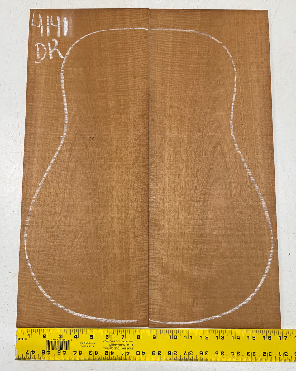 Flame Genuine Mahogany Dreadnought Guitar Back Set #4141