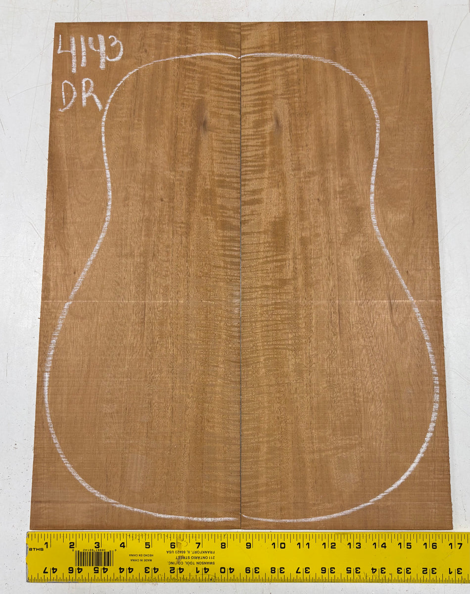 Flame Genuine Mahogany Dreadnought Guitar Back Set #4143