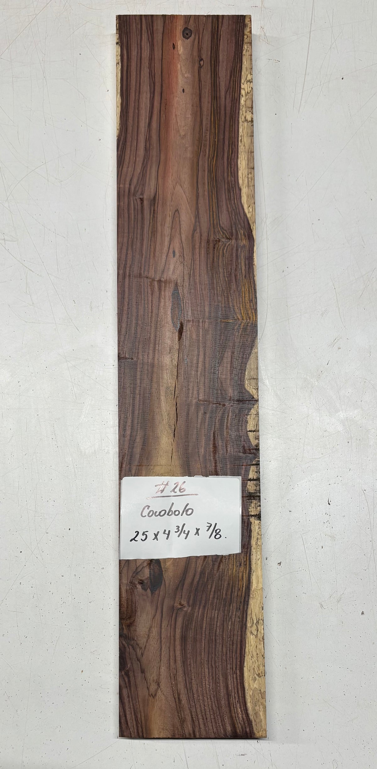 Cocobolo Lumber Board 25" x 4-3/4" x 7/8" #26 - Exotic Wood Zone