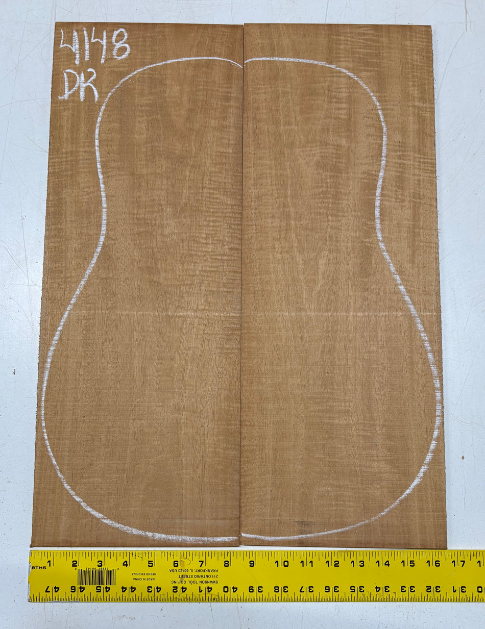 Flame Genuine Mahogany Dreadnought Guitar Back Set #4148