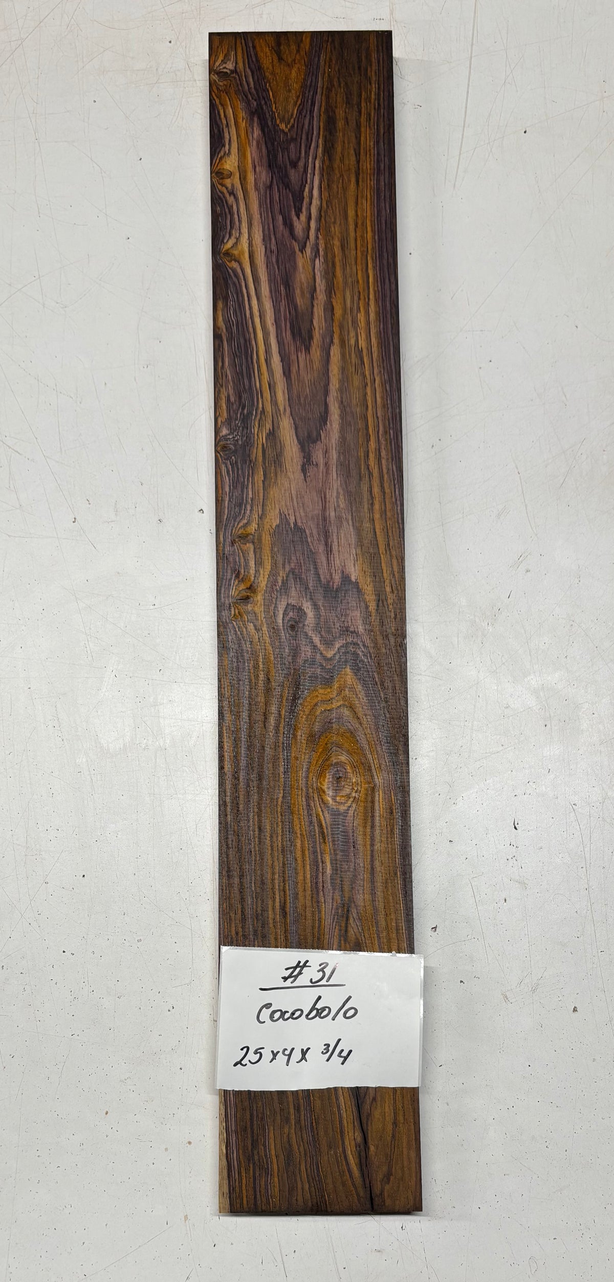 Cocobolo Lumber Board 25" x 4" x 3/4" #31 - Exotic Wood Zone