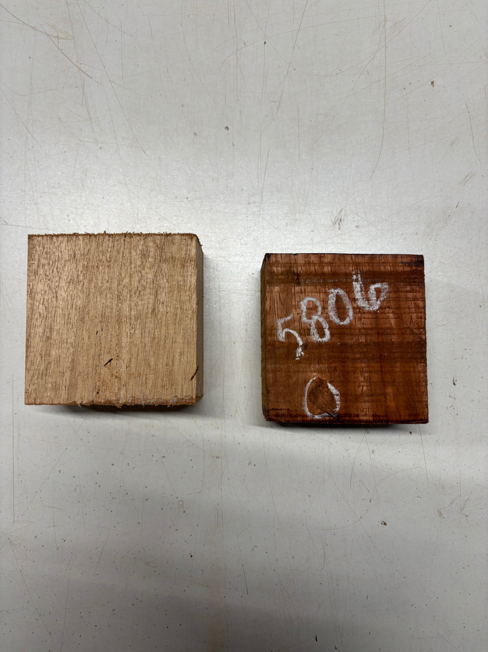 2 Pack, 2 Species Padauk + African Mahogany Bowl Blank   African Mahogany - 4"x4"x2"   Padauk - 4"x4"x1-7/8"#5806