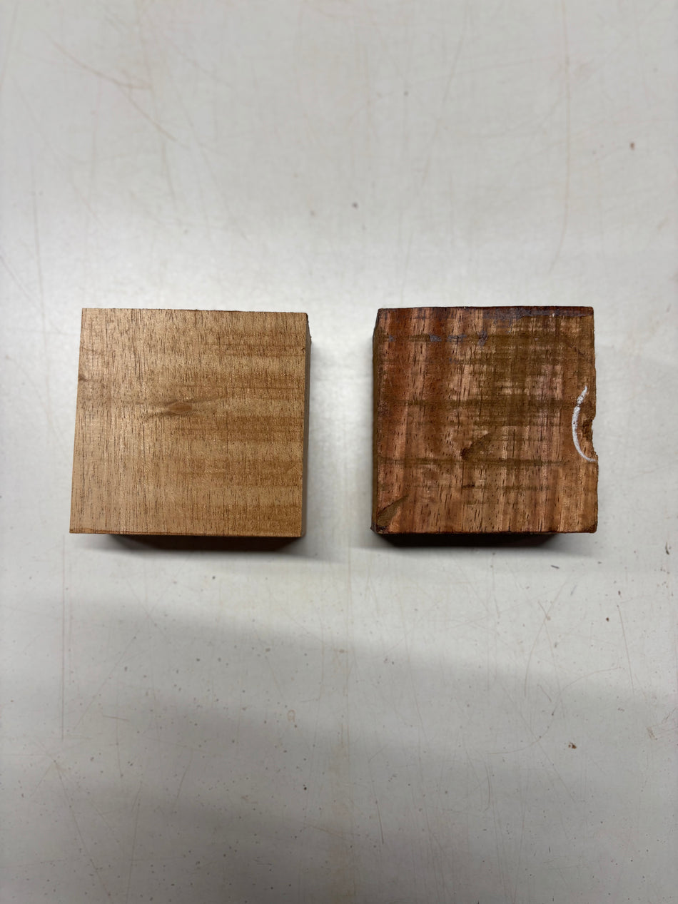 2 Pack, 2 Species Padauk + African Mahogany Bowl Blank   African Mahogany - 4"x4"x2"   Padauk - 4"x4"x1-7/8"#5806