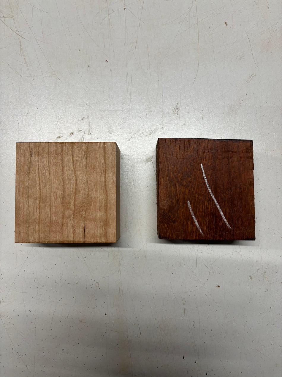 2 Pack, 2 Species Padauk + Cherry Bowl Blanks   Cherry - 4"x4"x2"  Padauk 4"x4"x1-7/8"#5809