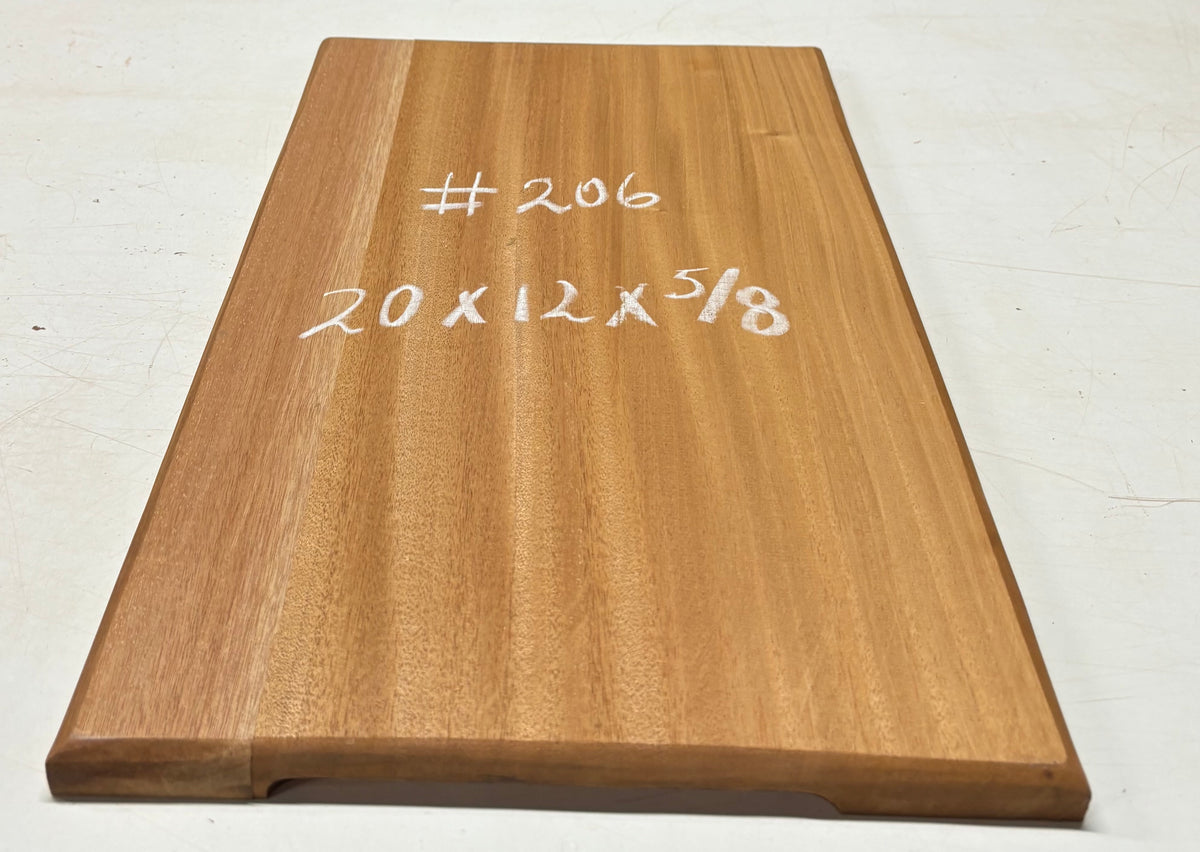 Honduras Mahogany Wood Chopping/Cutting Board (2 Piece- Glued)- 20" x 12" x 5/8" #206 - Exotic Wood Zone