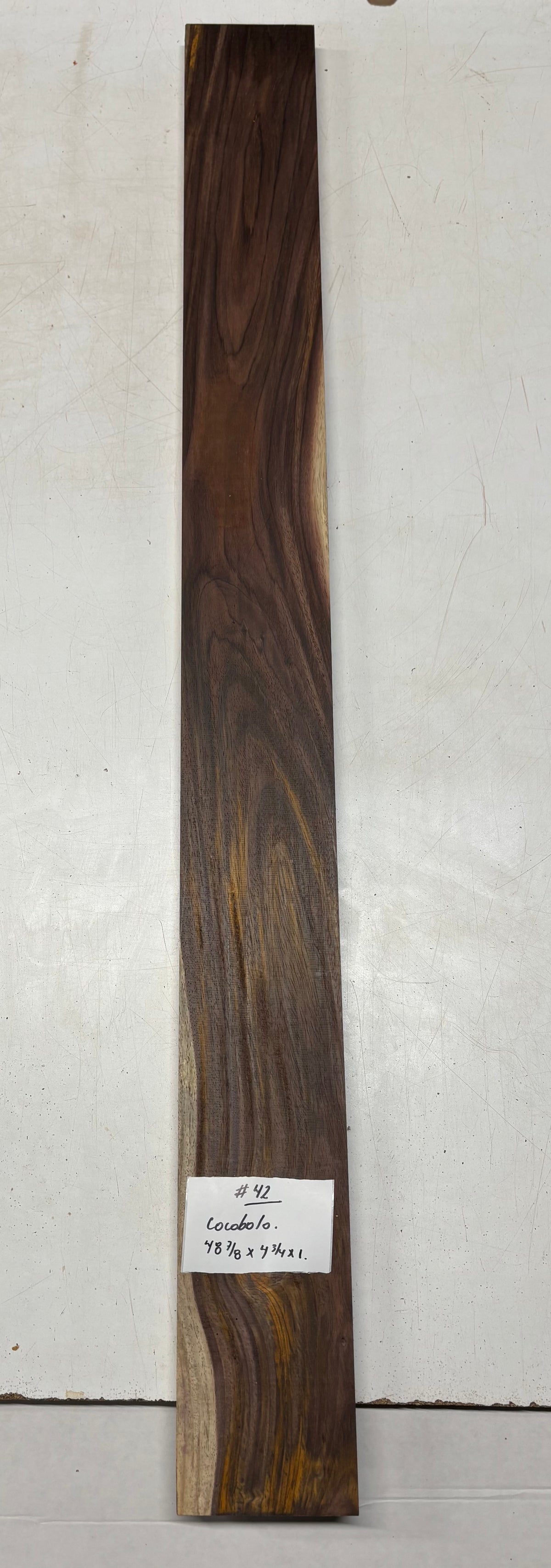 Cocobolo Lumber Board 48-7/8" x 4-3/4" x 1" #42 - Exotic Wood Zone