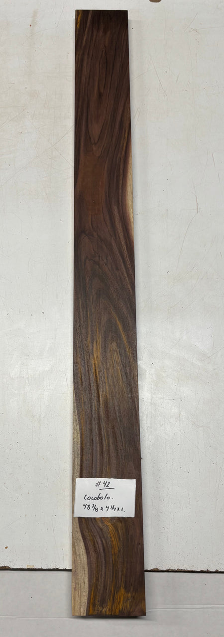 Cocobolo Lumber Board 48-7/8" x 4-3/4" x 1" #42 - Exotic Wood Zone