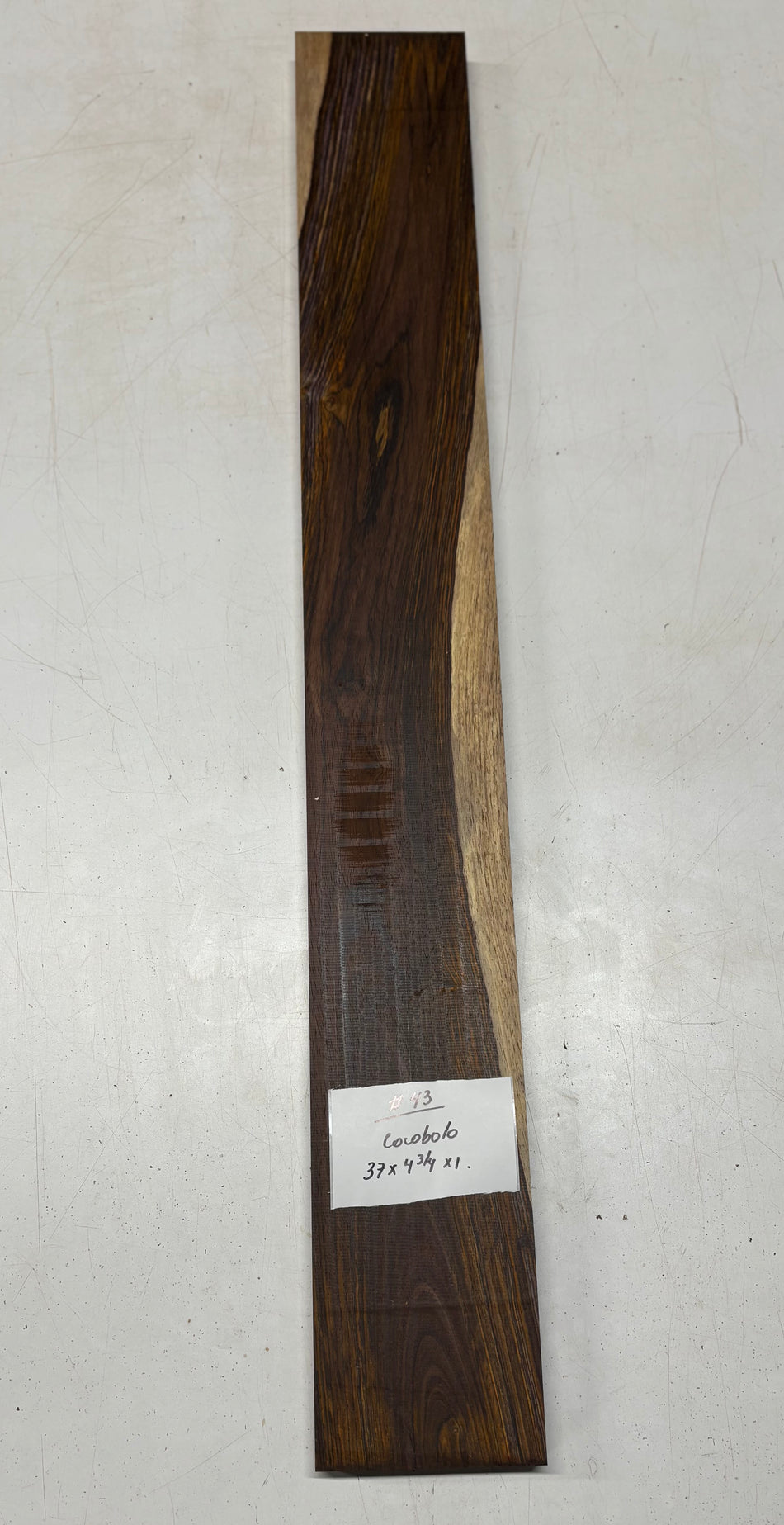 Cocobolo Lumber Board 37" x 4-3/4" x 1" #43
