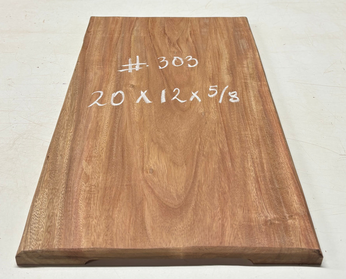 African Mahogany Wood Chopping/Cutting Board (Single Piece)- 20" x 12" x 5/8" #303 - Exotic Wood Zone