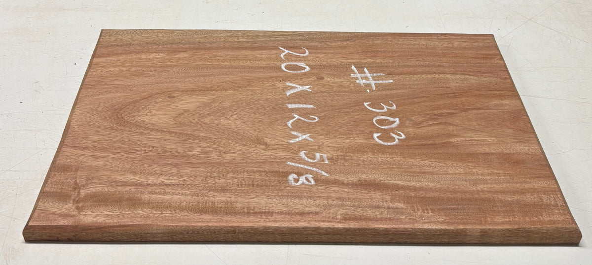 African Mahogany Wood Chopping/Cutting Board (Single Piece)- 20" x 12" x 5/8" #303 - Exotic Wood Zone