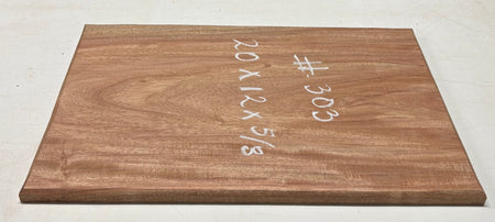African Mahogany Wood Chopping/Cutting Board (Single Piece)- 20" x 12" x 5/8" #303 - Exotic Wood Zone
