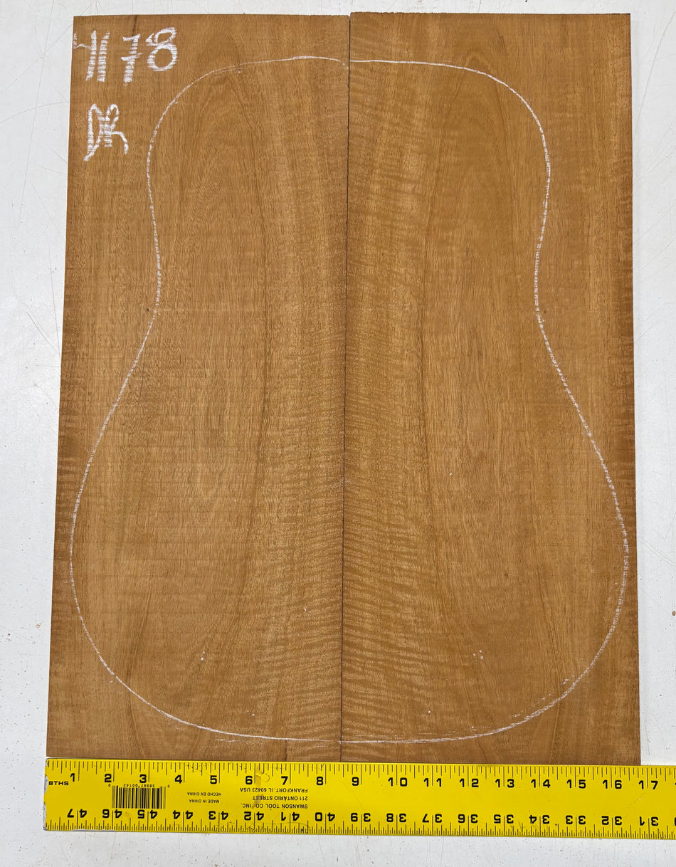 Flame Genuine Mahogany Dreadnought Guitar Back Set #4178