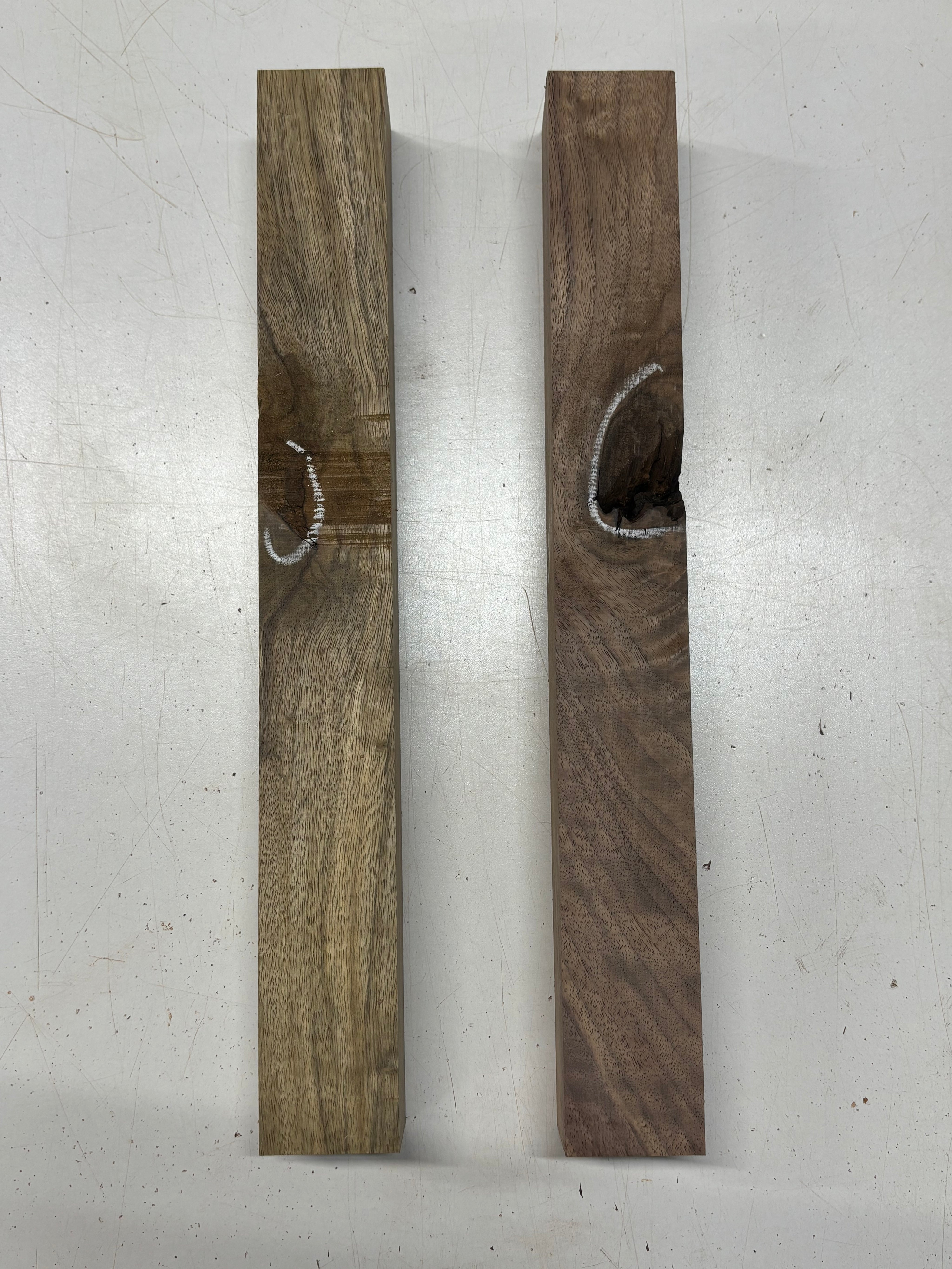 2 Pcs, 2 Species Black Walnut+ Black Limba Turning Wood Blanks 15"x 1-7/8"x 1-7/8"#8233 - Exotic Wood Zone