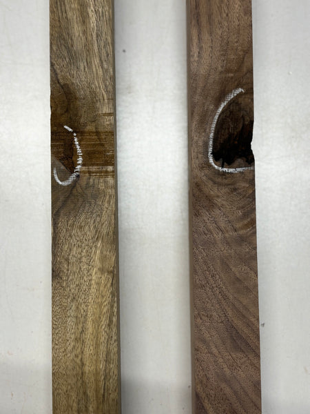 2 Pcs, 2 Species Black Walnut+ Black Limba Turning Wood Blanks 15"x 1-7/8"x 1-7/8"#8233 - Exotic Wood Zone