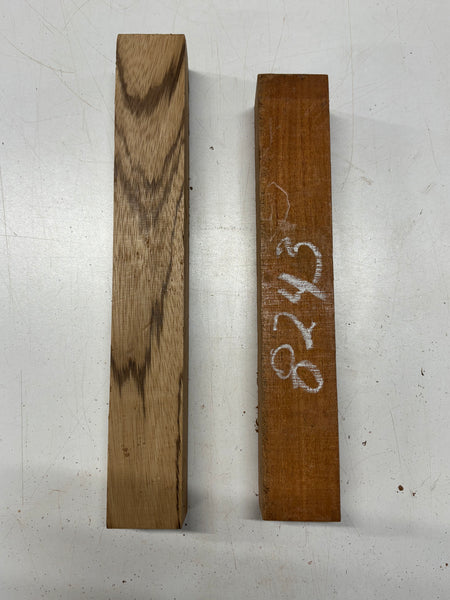 2 Pcs, Zebrawood+ Mahogany Turning Wood Blanks  #8243 - Exotic Wood Zone