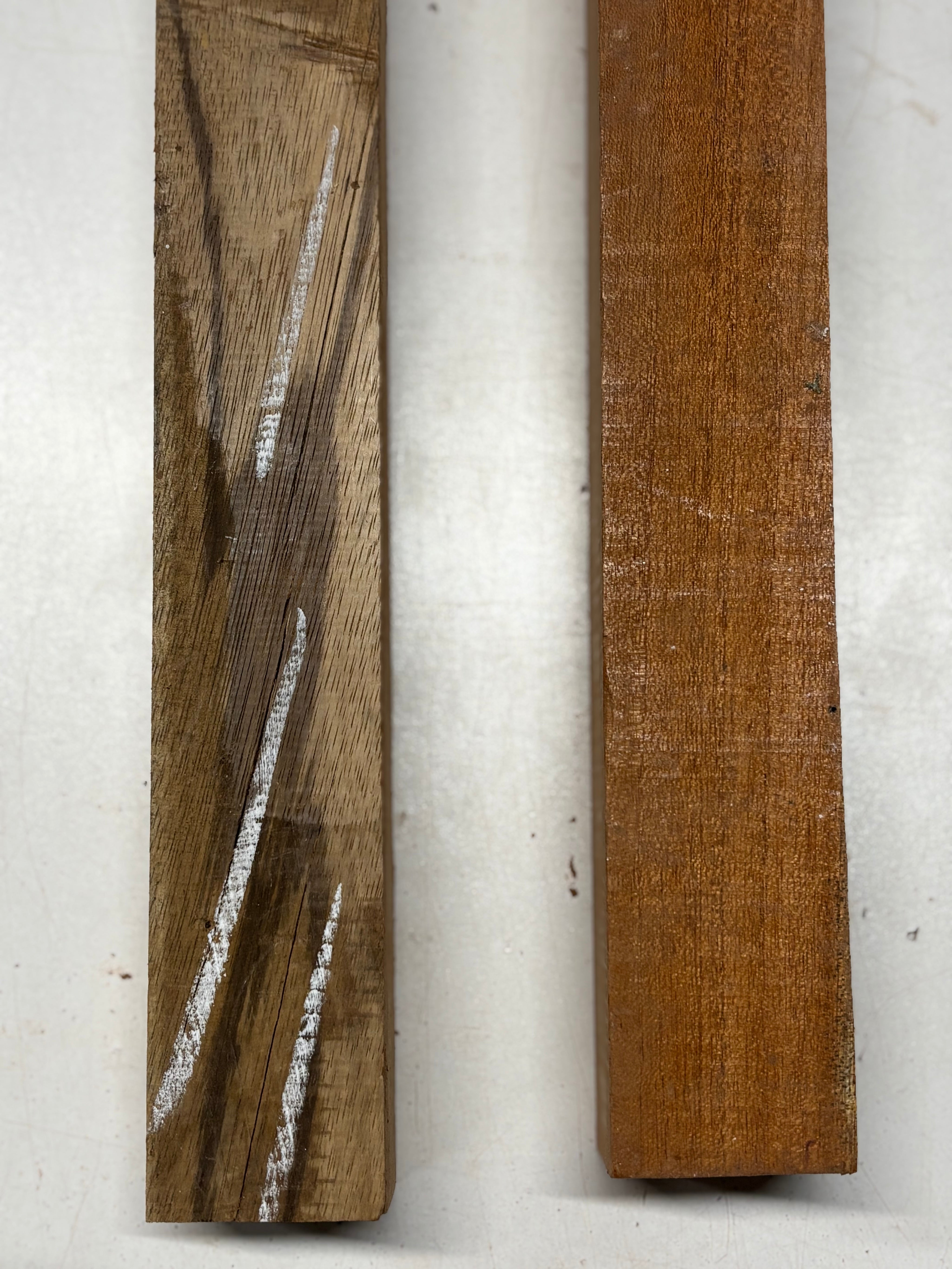 2 Pcs, Zebrawood+ Mahogany Turning Wood Blanks  #8243 - Exotic Wood Zone