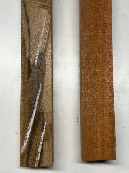 2 Pcs, Zebrawood+ Mahogany Turning Wood Blanks  #8243 - Exotic Wood Zone