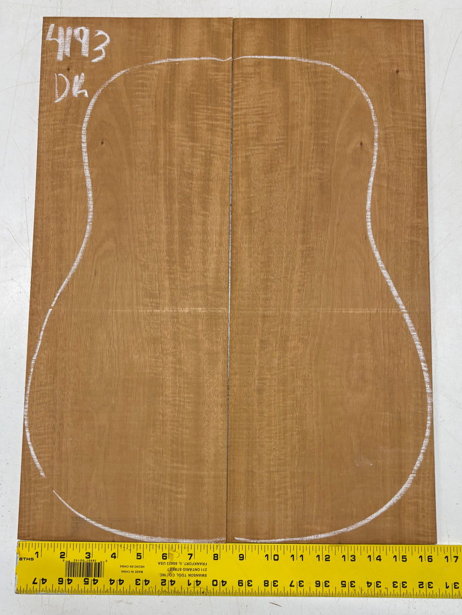 Flame Genuine Mahogany Dreadnought Guitar Back Set #4193