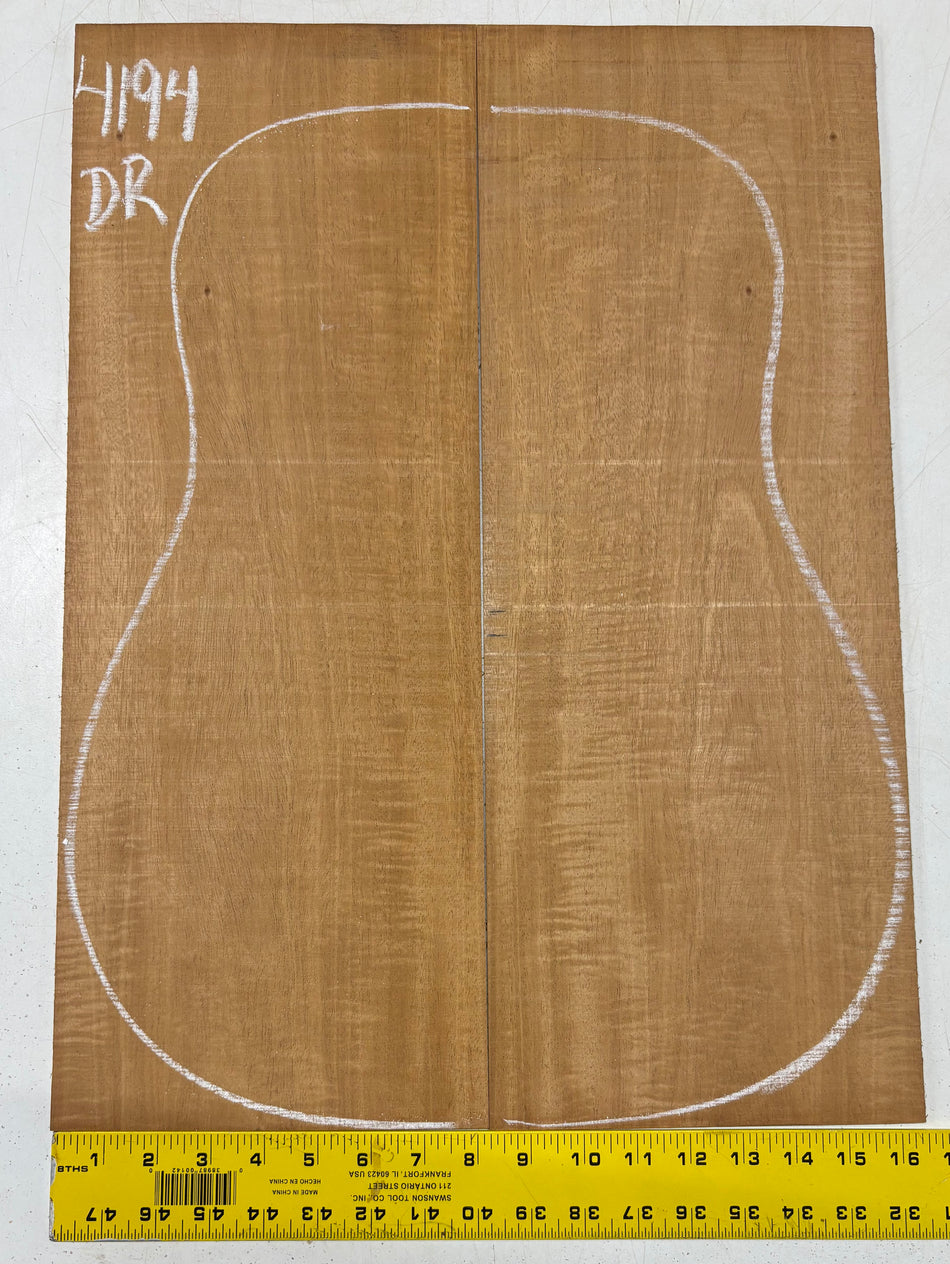 Flame Genuine Mahogany Dreadnought Guitar Back Set #4194