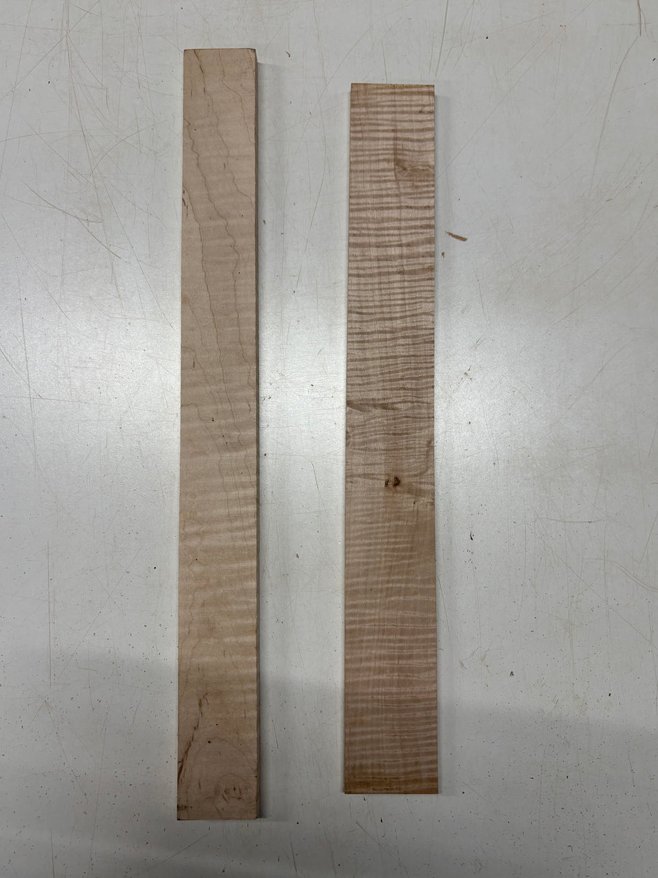 2 Pack, Flame Hard Maple Fingerboard Blanks 20"x2-1/2"x3/8" ,  22"x2"x1/2"#5849