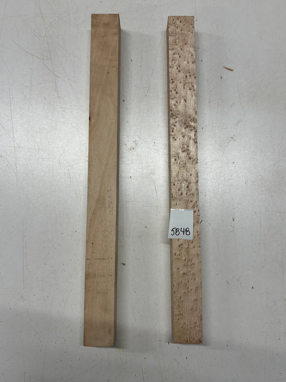 2 Pack, 2 Species Birdseye Maple + Basswood Turning Wood Blank 18"x1-1/2"x1-1/2"#5848