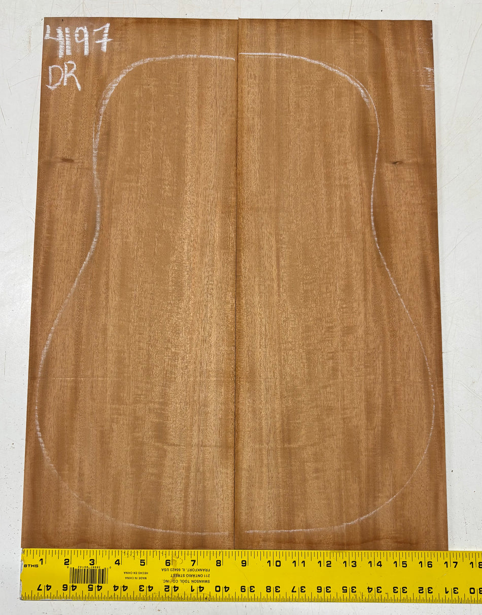 Flame Genuine Mahogany Dreadnought Guitar Back Set #4197