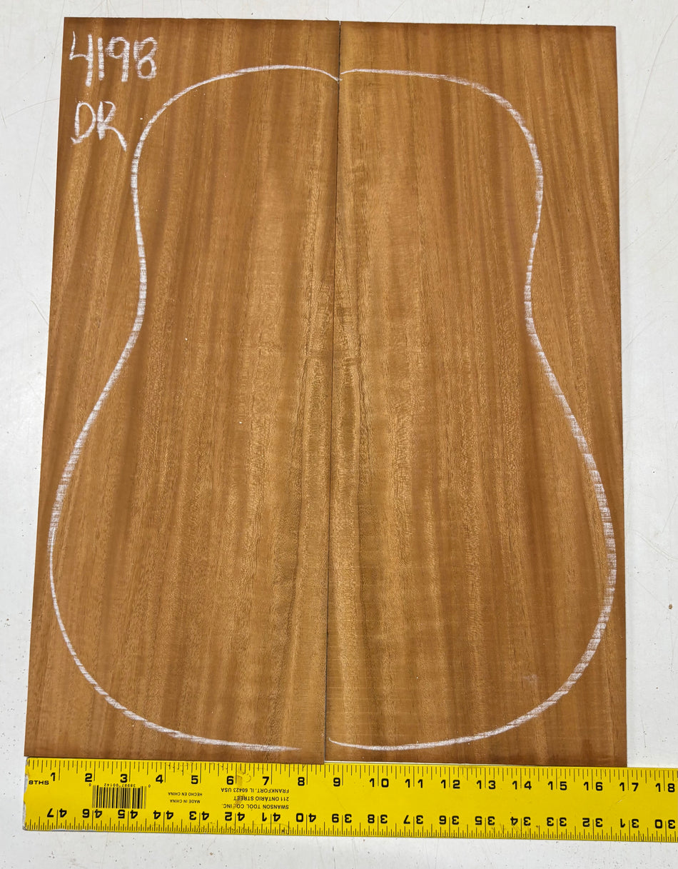 Flame Genuine Mahogany Dreadnought Guitar Back Set #4198