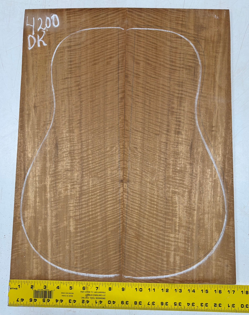 Flame Genuine Mahogany Dreadnought Guitar Back Set #4200