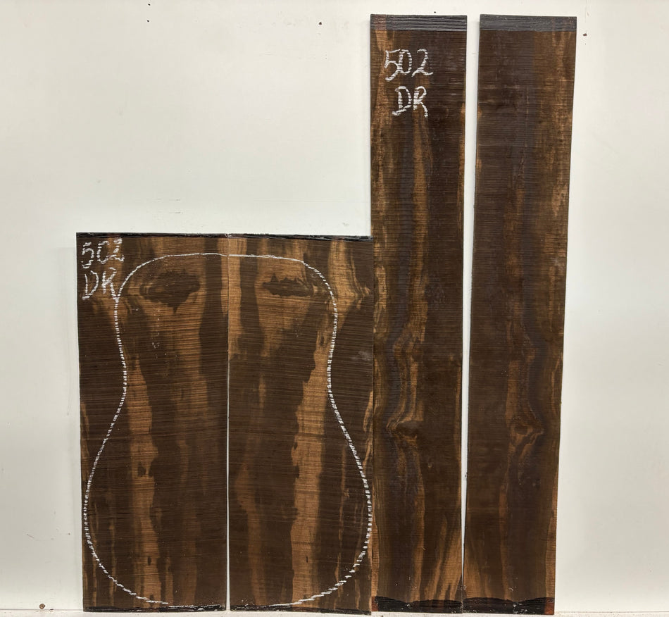 Macassar Ebony Dreadnought Guitar Back & Side Sets #502