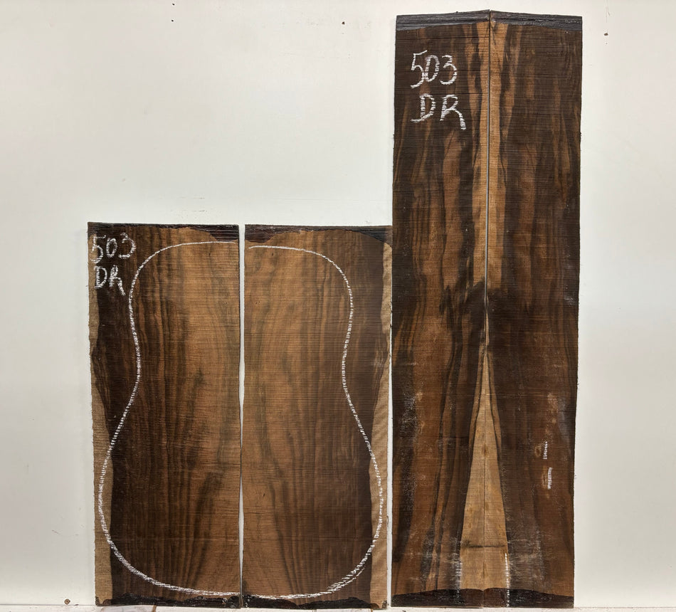 Macassar Ebony Dreadnought Guitar Back & Side Sets #503